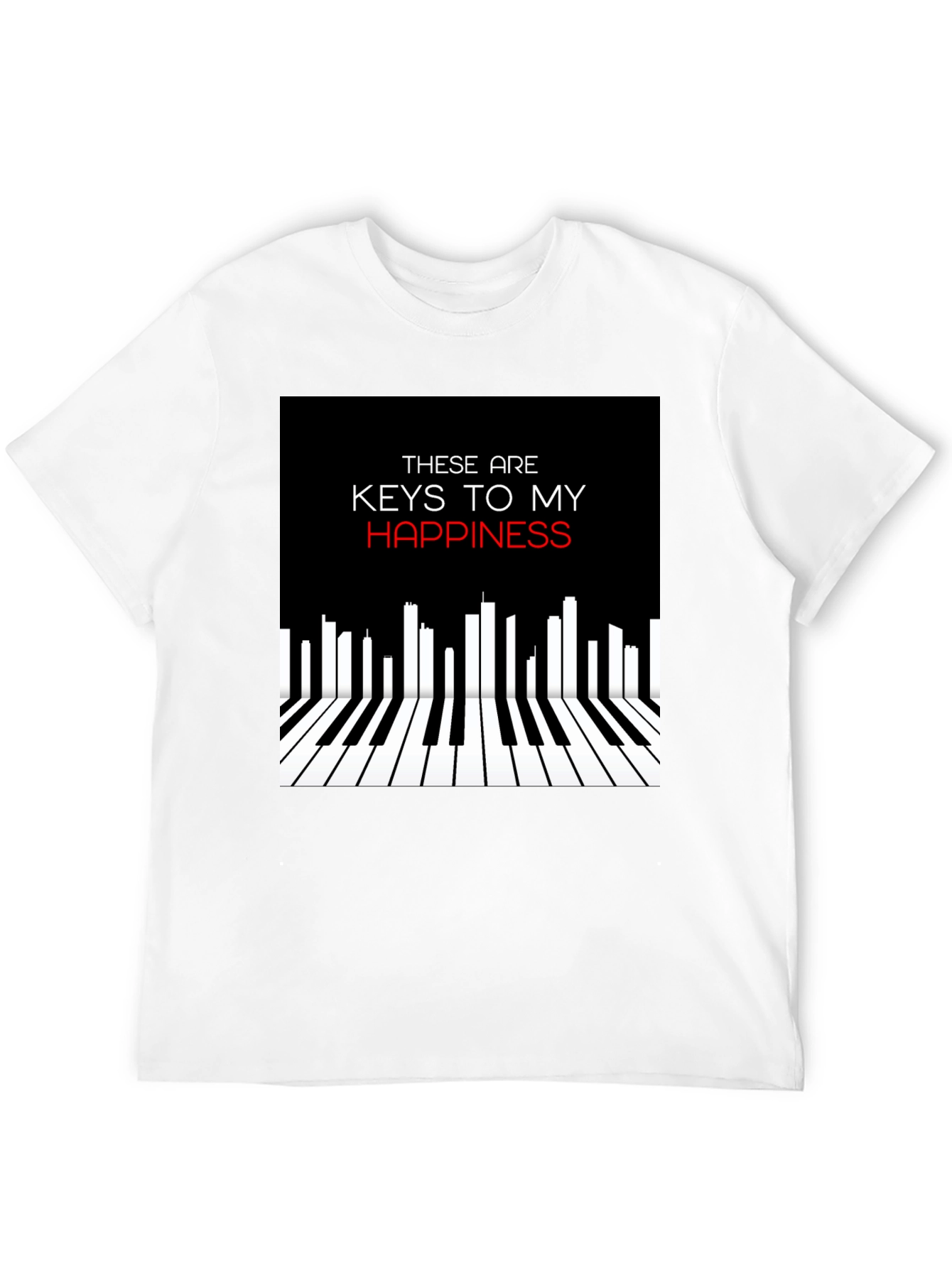 Black Piano Keys of Happiness Graphic Tee view 12