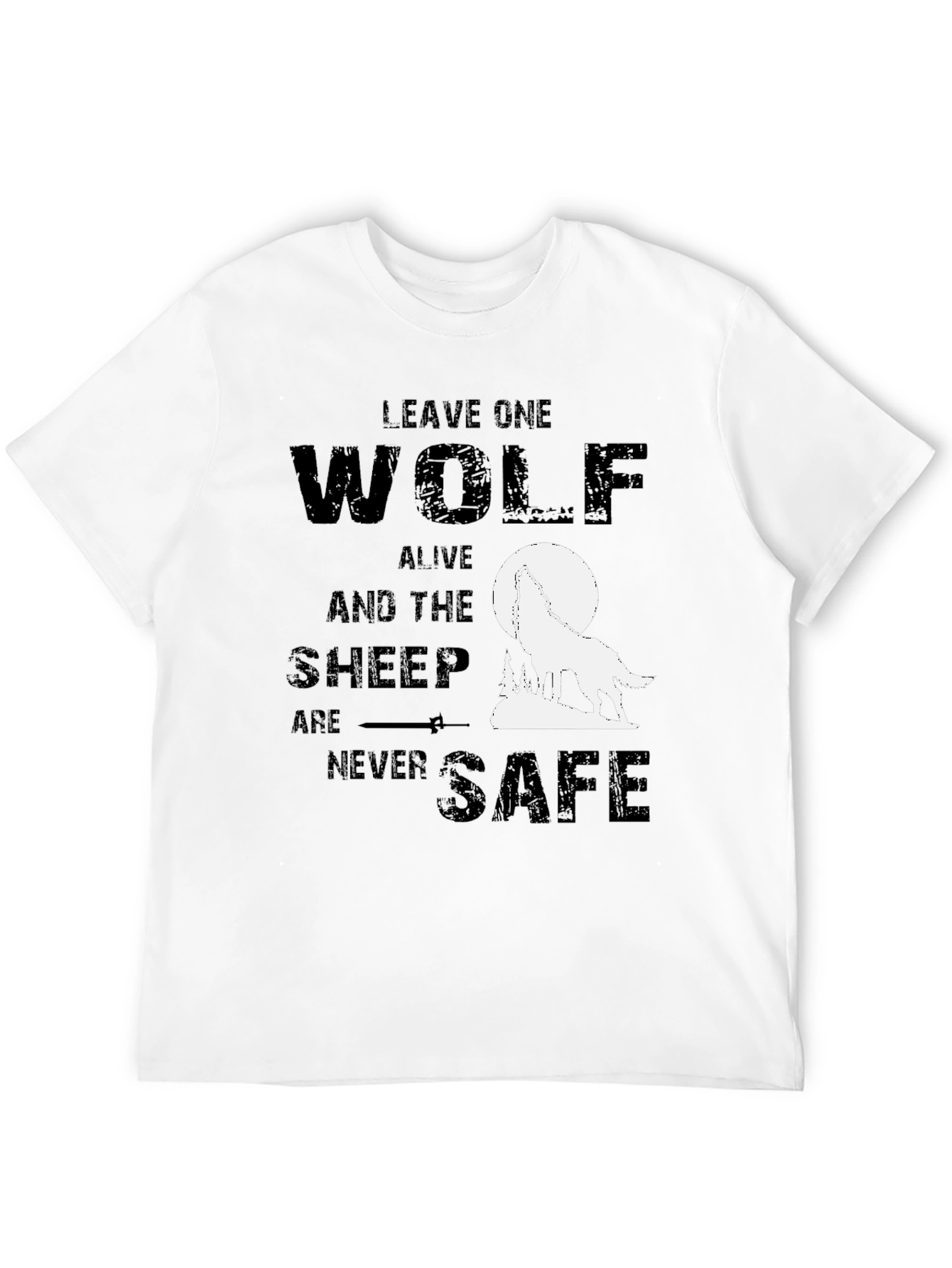 Black Wolf Graphic T-Shirt - Leave One Wolf Alive Tee view 12