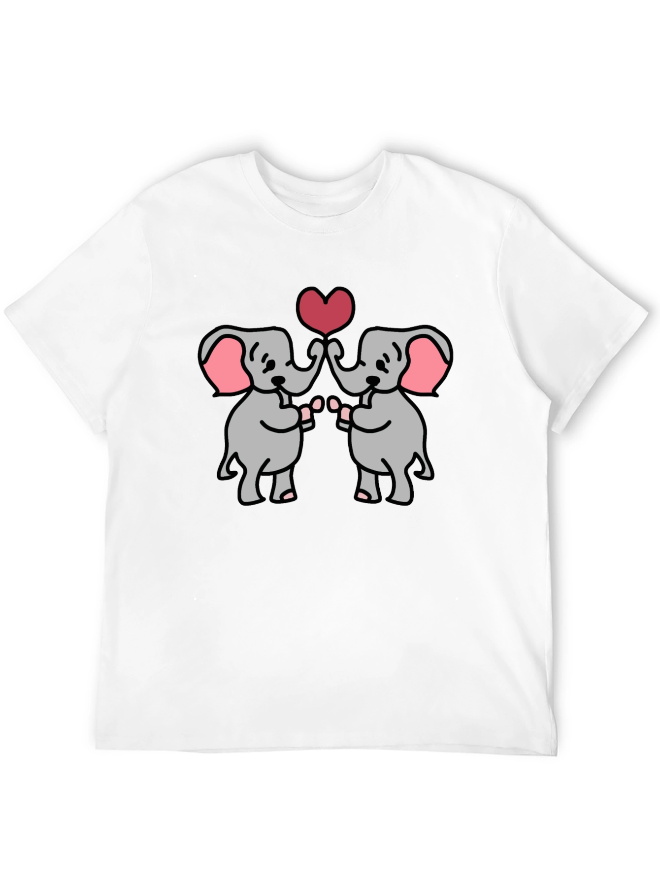 Black Cute Elephants Heart Graphic T-Shirt view 12