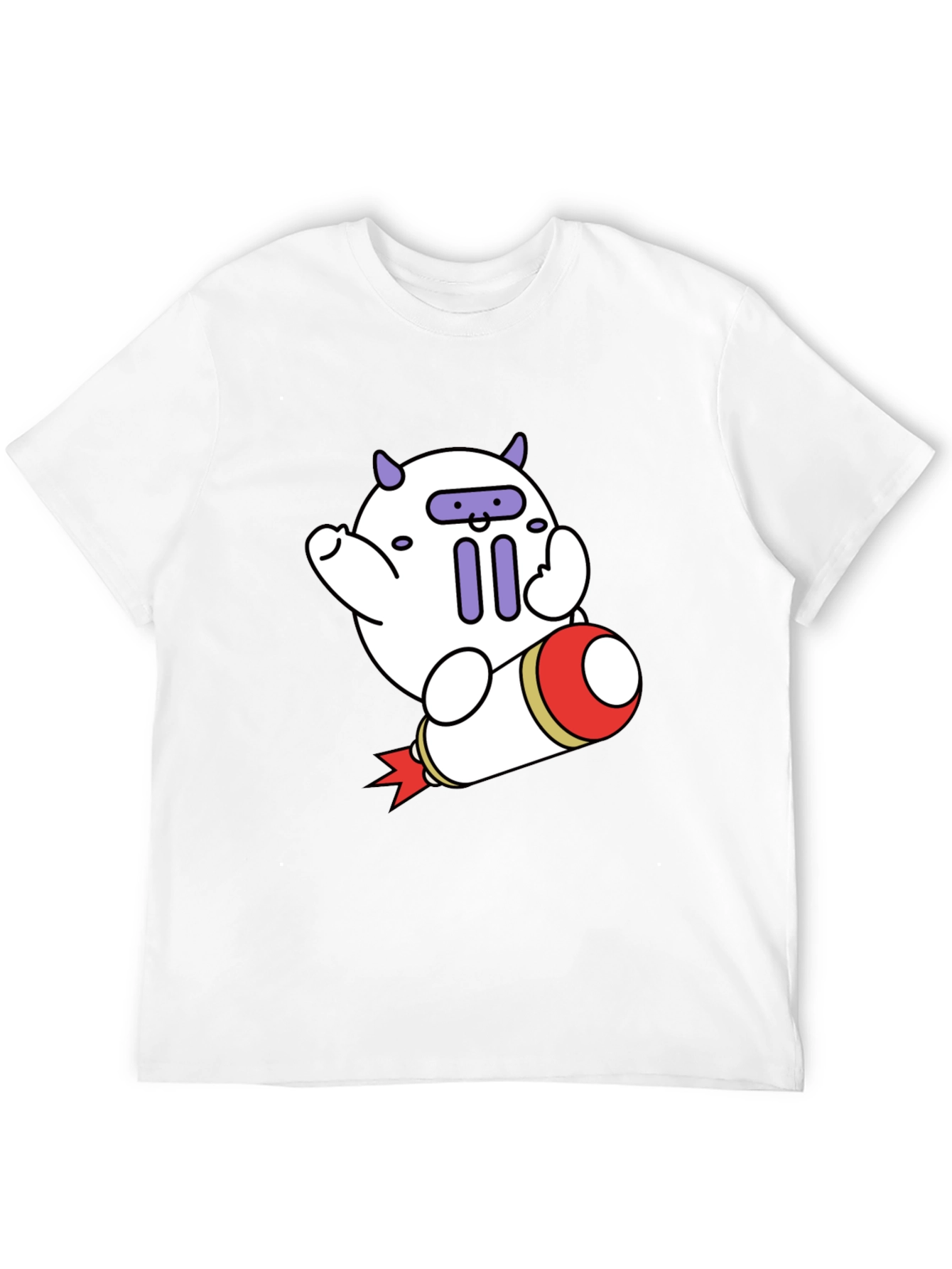 Black Cute Cartoon Rocket T-Shirt view 12