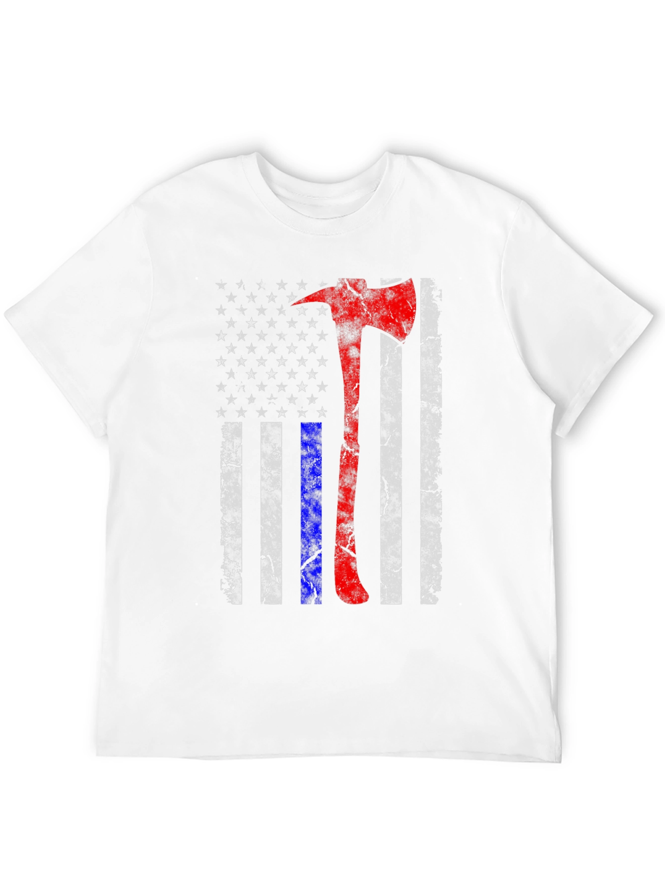 Black Firefighter Axe American Flag T-Shirt view 12