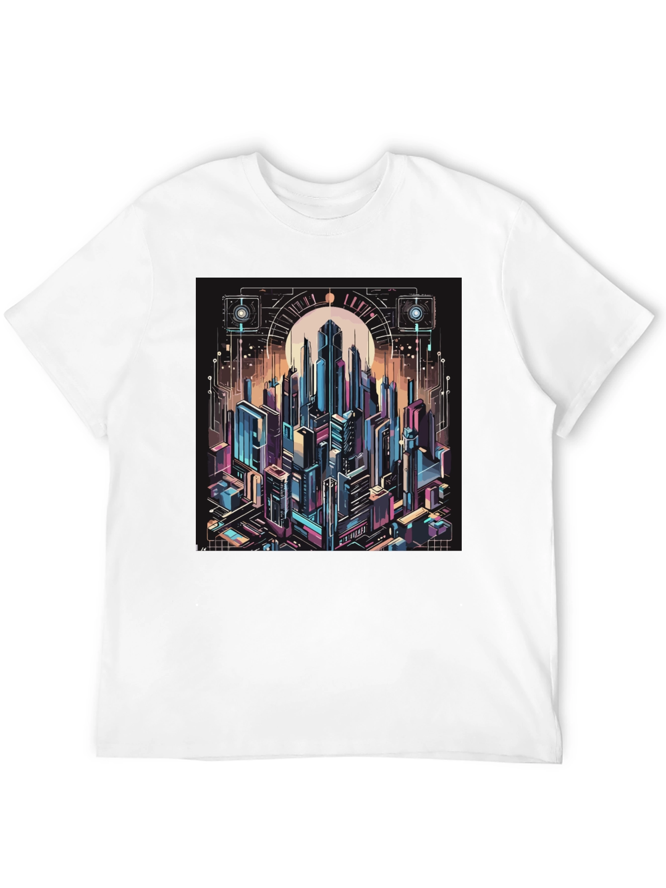 Black Cyberpunk Cityscape Graphic Tee - Black view 12