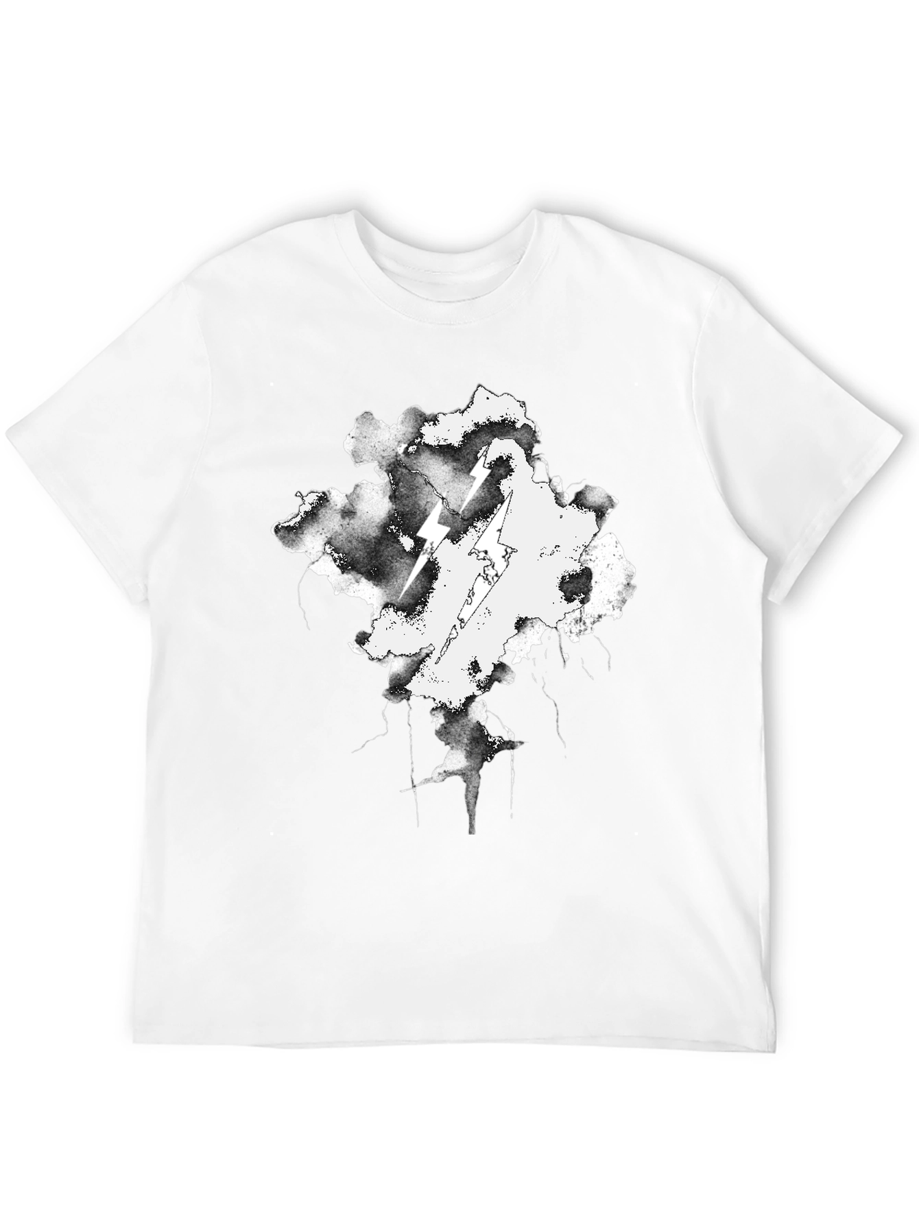 Black Storm Cloud Lightning T-Shirt - Black Cotton Graphic Tee view 12
