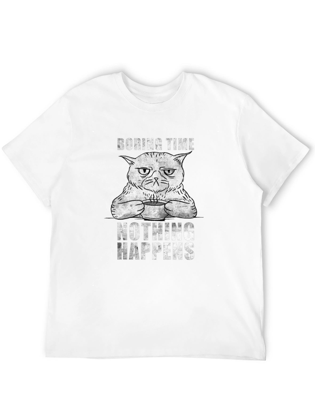 Black Boring Time Cat Graphic Tee - Unisex Cotton T-Shirt view 12