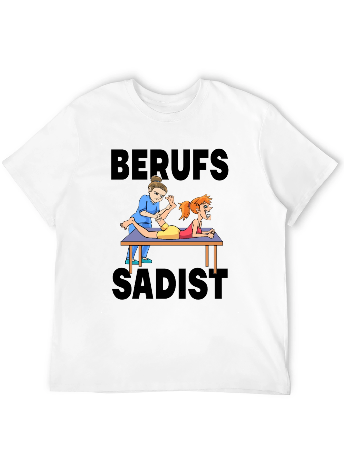 Black Funny Cartoon Physiotherapist T-Shirt view 12