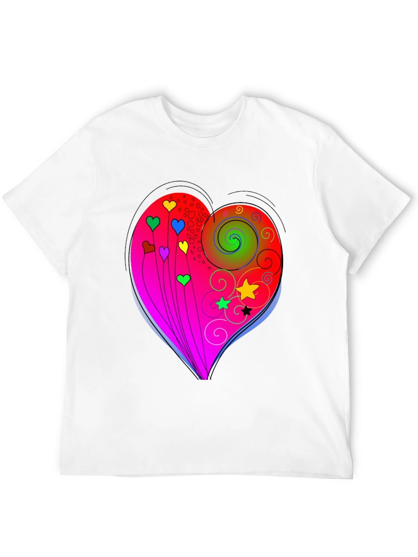 Black Heart Swirls Graphic T-Shirt - Stylish Casual Wear view 12