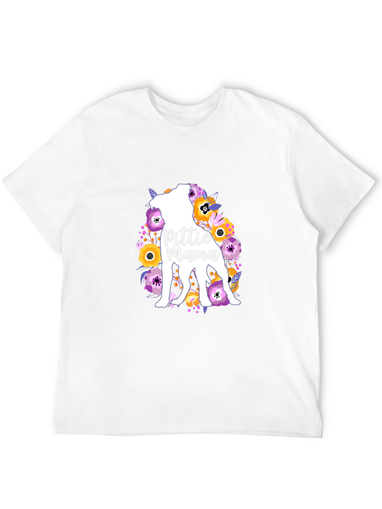 Black Pittie Mama Floral Dog T-Shirt view 12