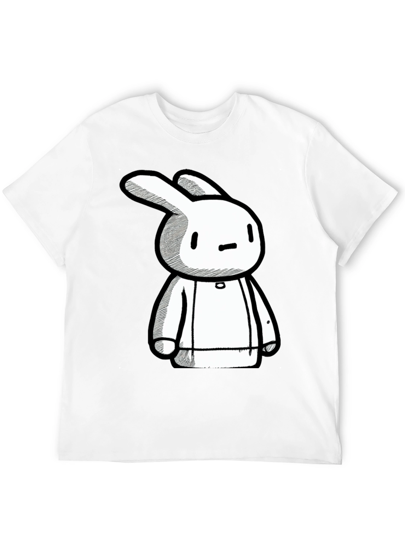Black Cartoon Bunny Graphic Print Black Tee view 12