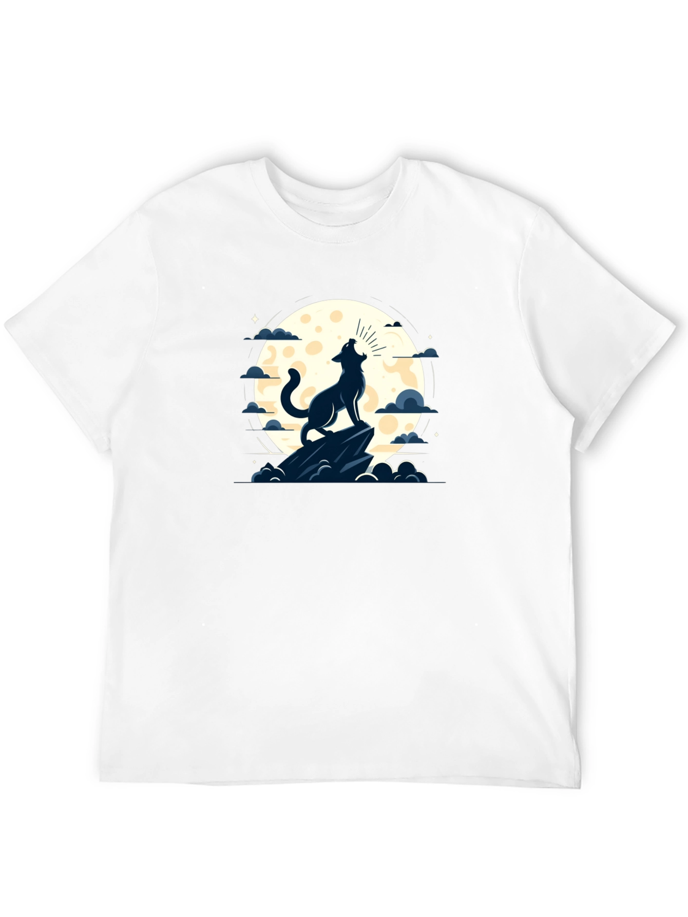 Black Wolf Howling at Moon Graphic Tee - Black view 12