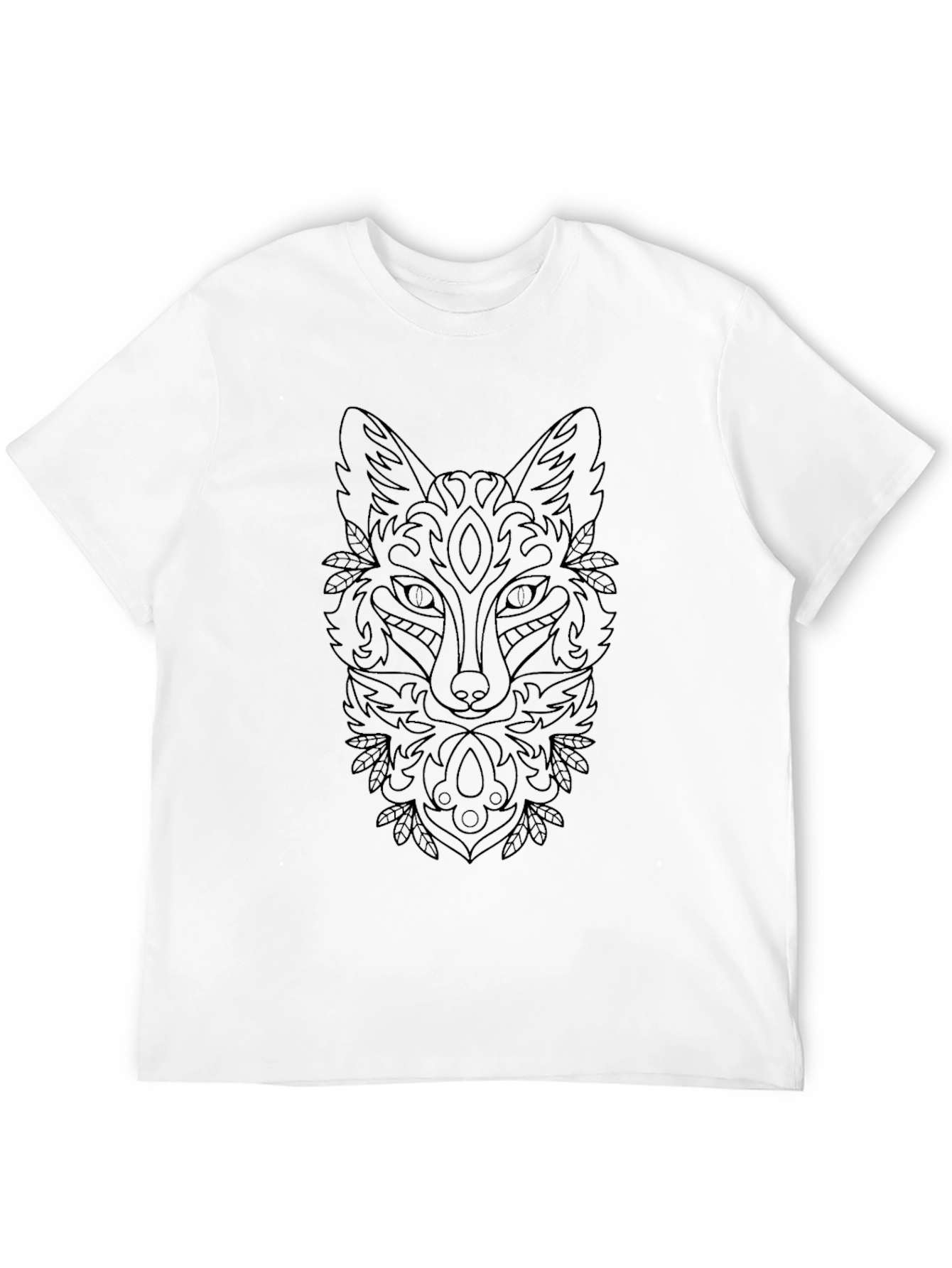 Black Abstract Fox Graphic Black T-Shirt view 12