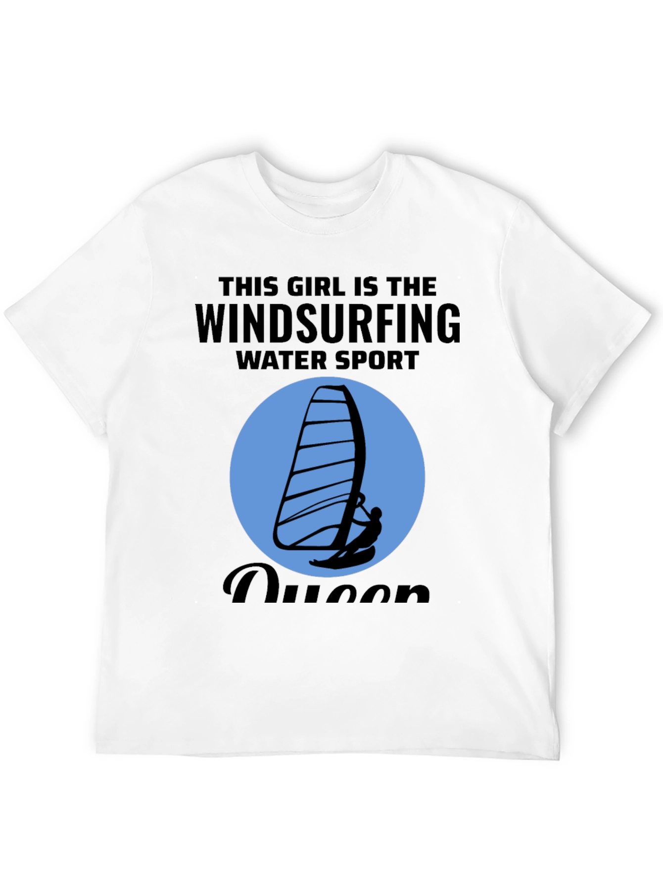 Black Windsurfing Queen T-Shirt - Water Sport Design view 12