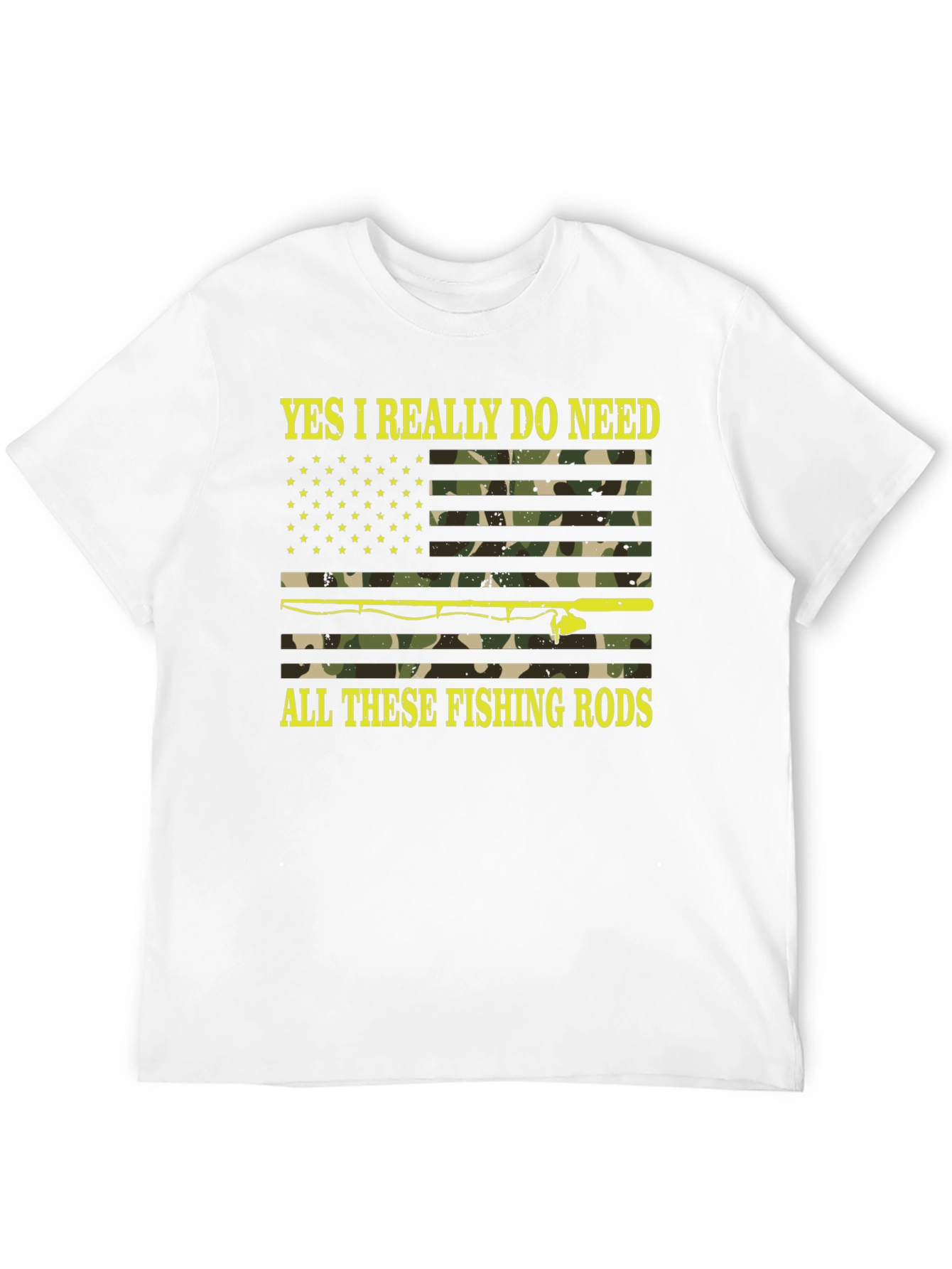 Black Funny Fishing Rods Camo Flag Graphic Tee view 12