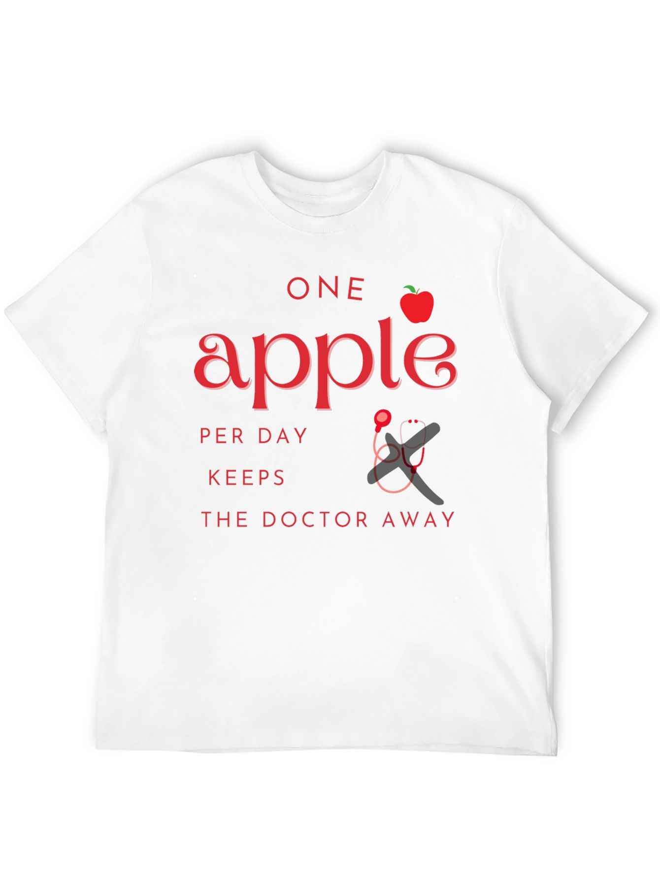 Black One Apple a Day Keeps the Doctor Away Black T-Shirt view 12