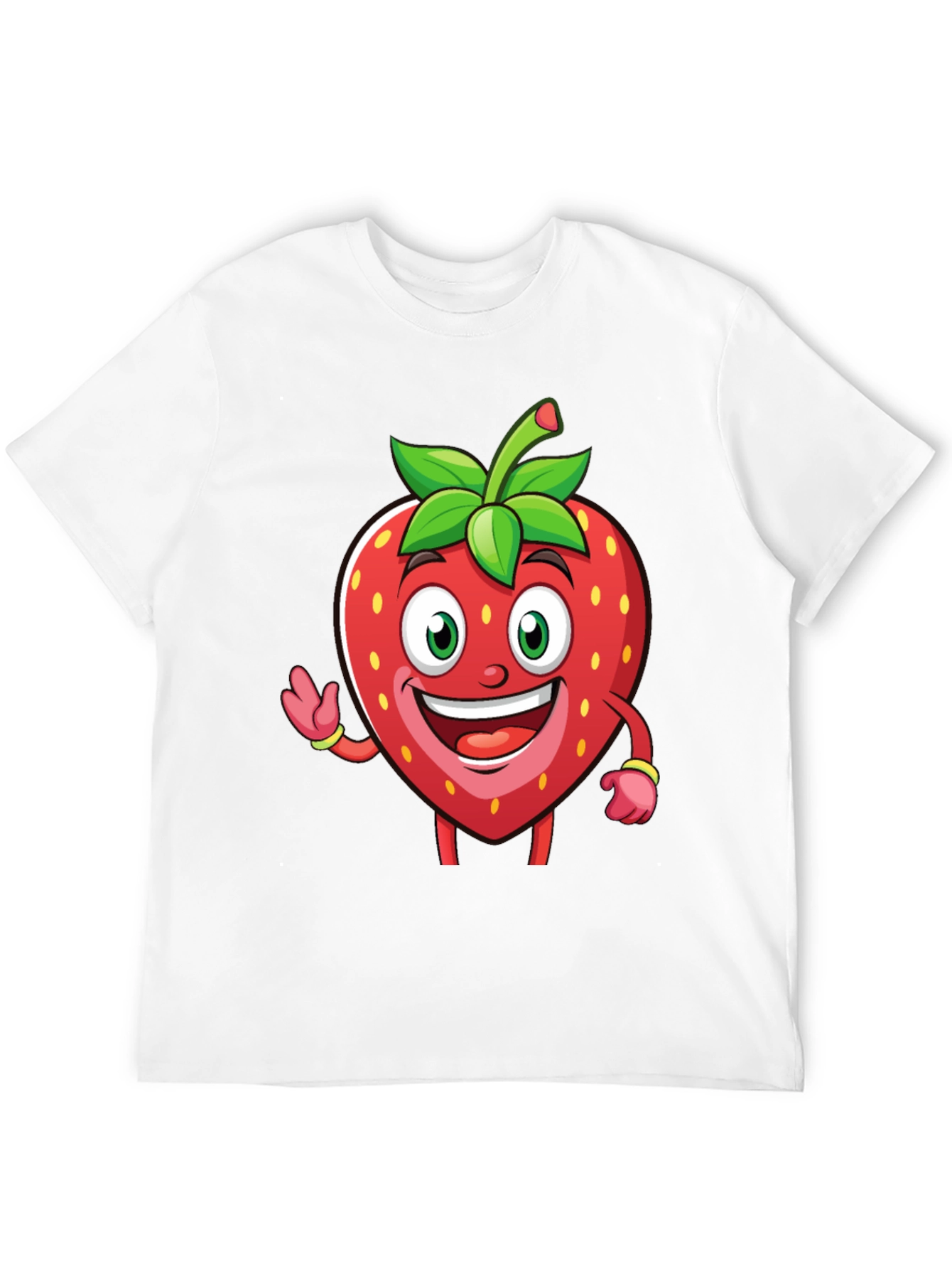 Black Funny Strawberry Cartoon T-Shirt - Black view 12