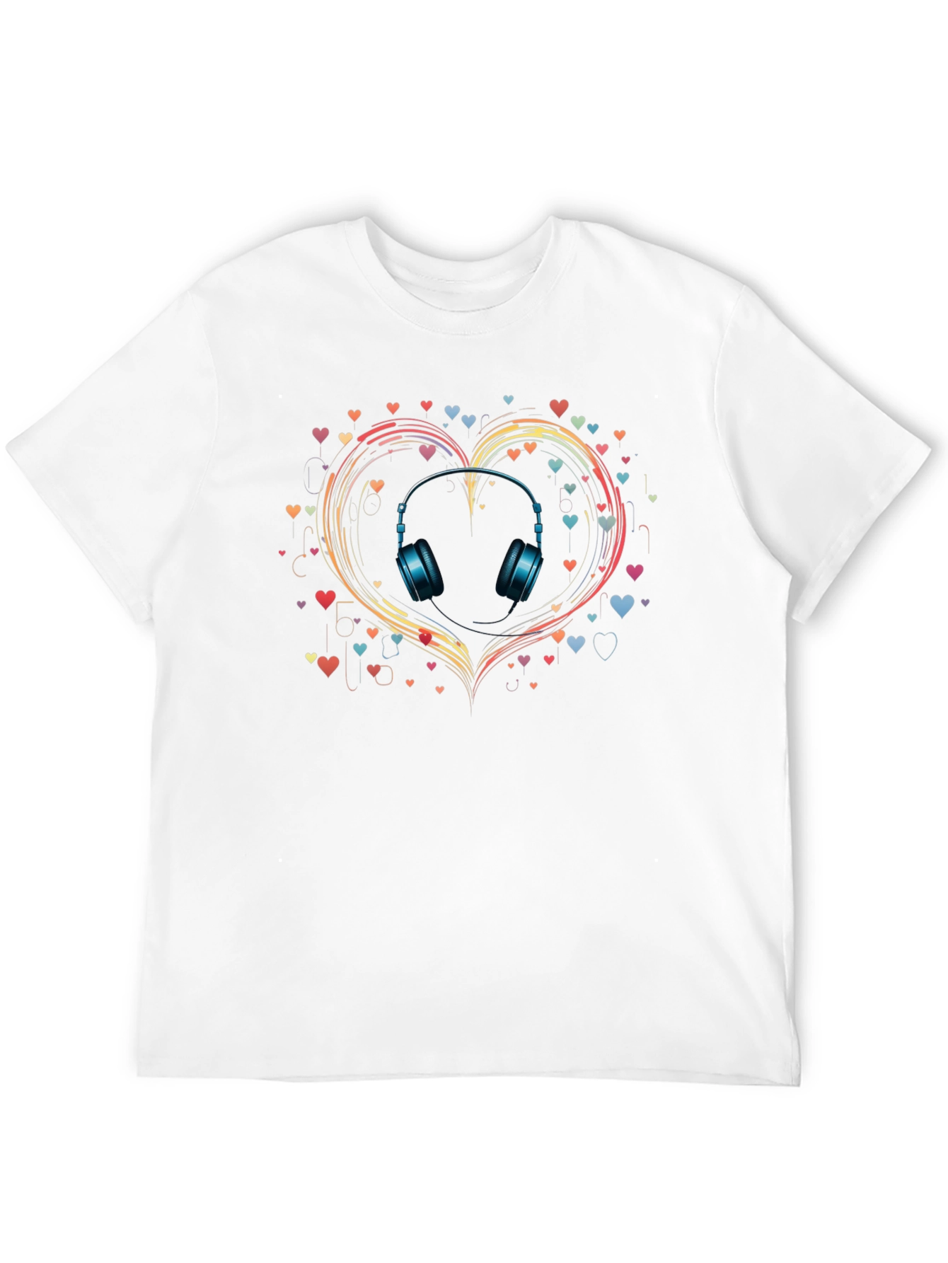Black Music Lover T-Shirt: Headphones in Heart Design view 12