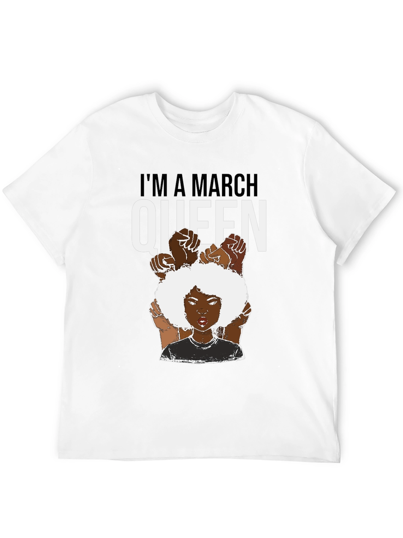 Black I'm a March Queen Black T-Shirt view 12