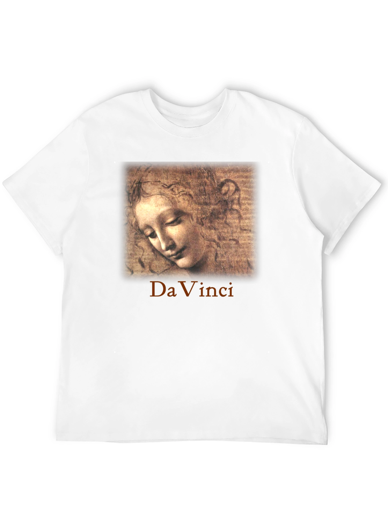 Black Da Vinci Sketch Portrait Graphic T-Shirt view 12
