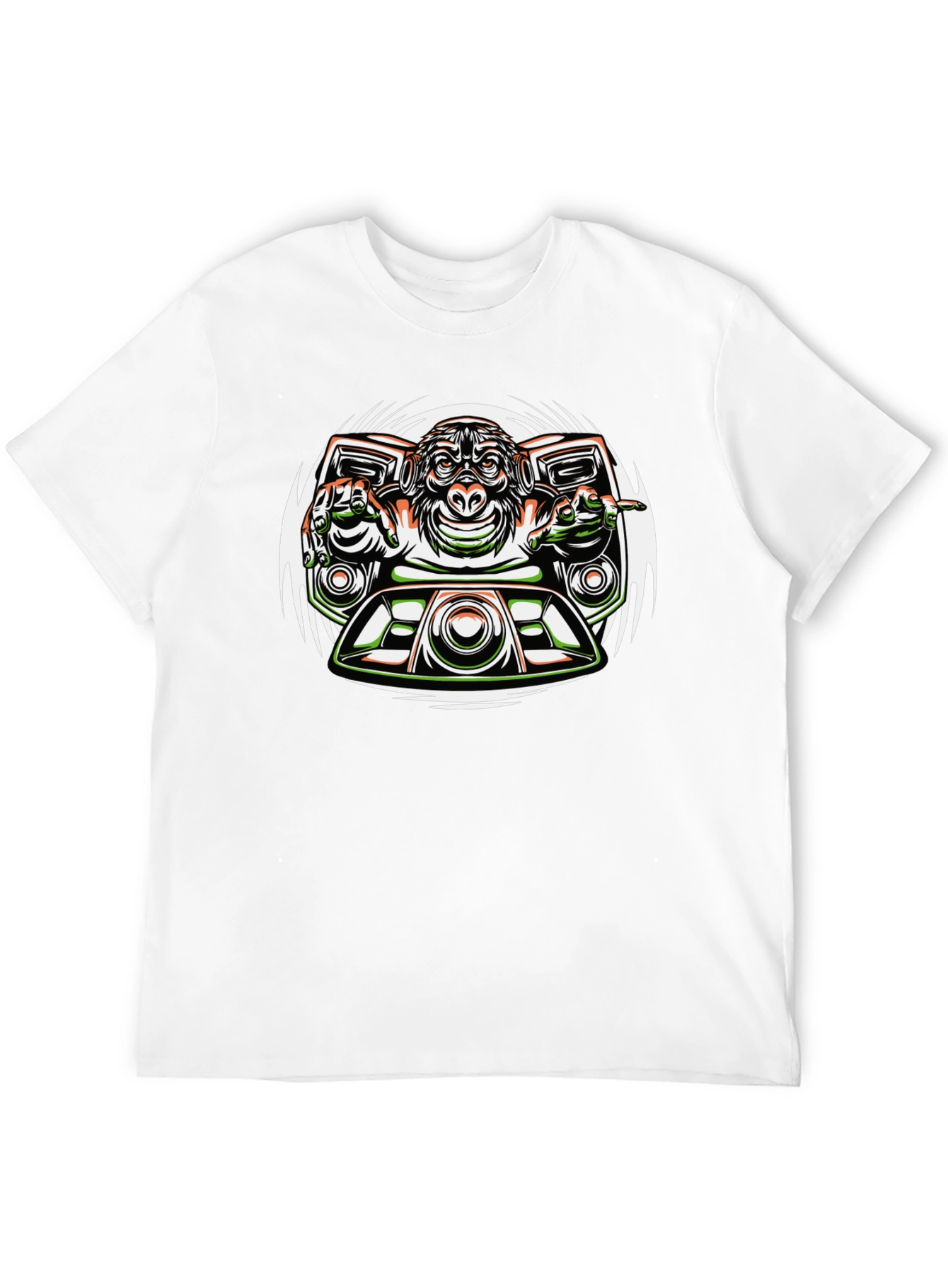 Black DJ Monkey Graphic Tee - Unique Streetwear Design view 12