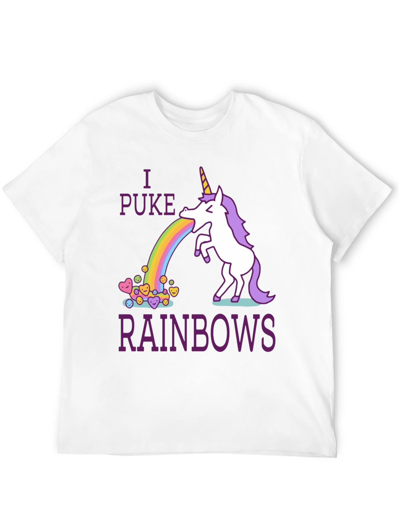 Black I Puke Rainbows Graphic Tee - Unicorn Humor T-Shirt view 12
