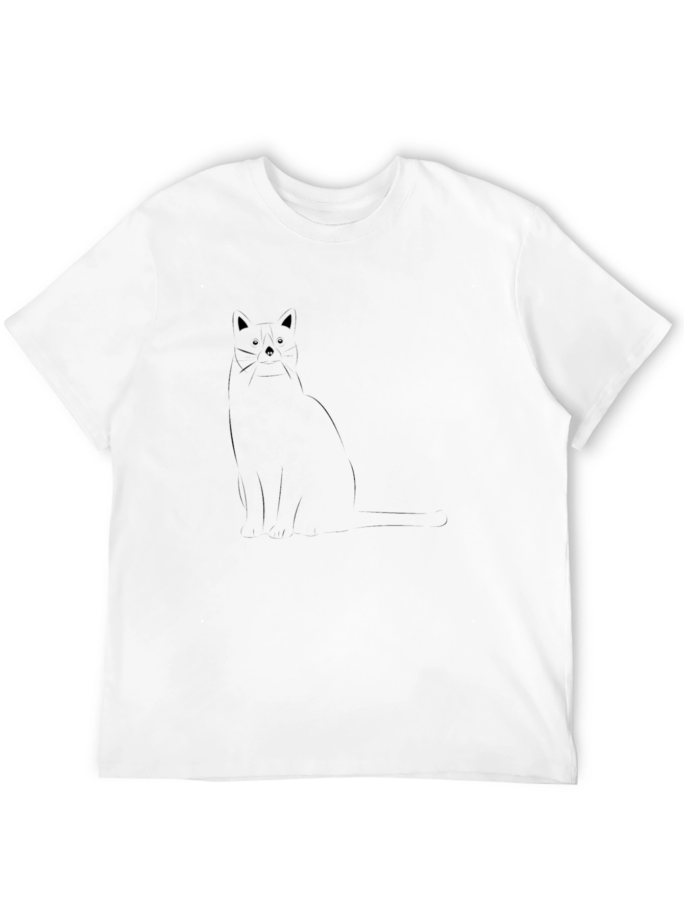 Black Minimalist Cat Graphic Black T-Shirt view 12
