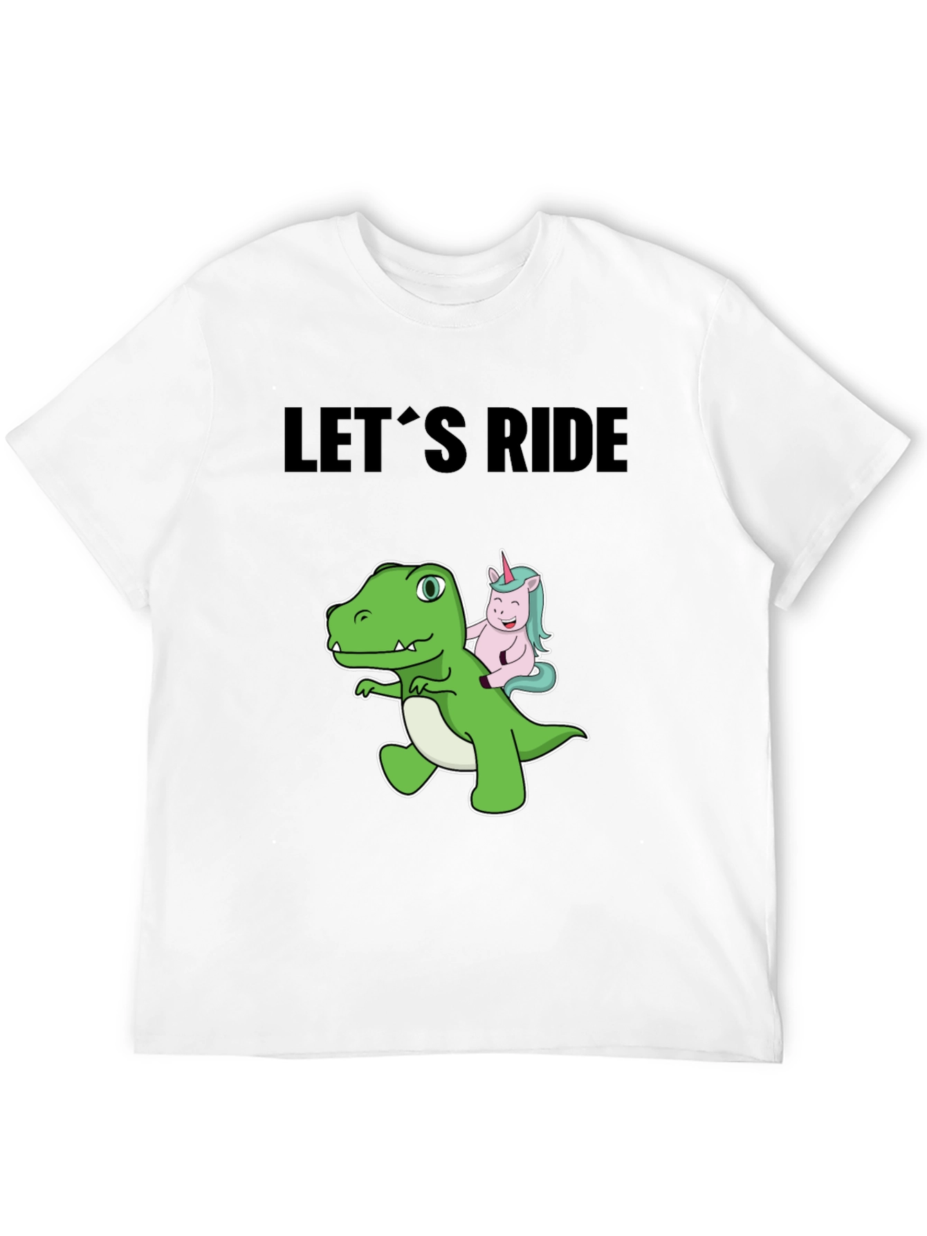 Black Dino and Unicorn Let's Ride Graphic Tee view 12