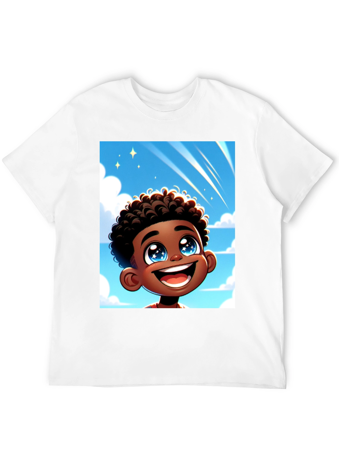 Black Cartoon Boy T-Shirt - Black Cotton Blend view 12