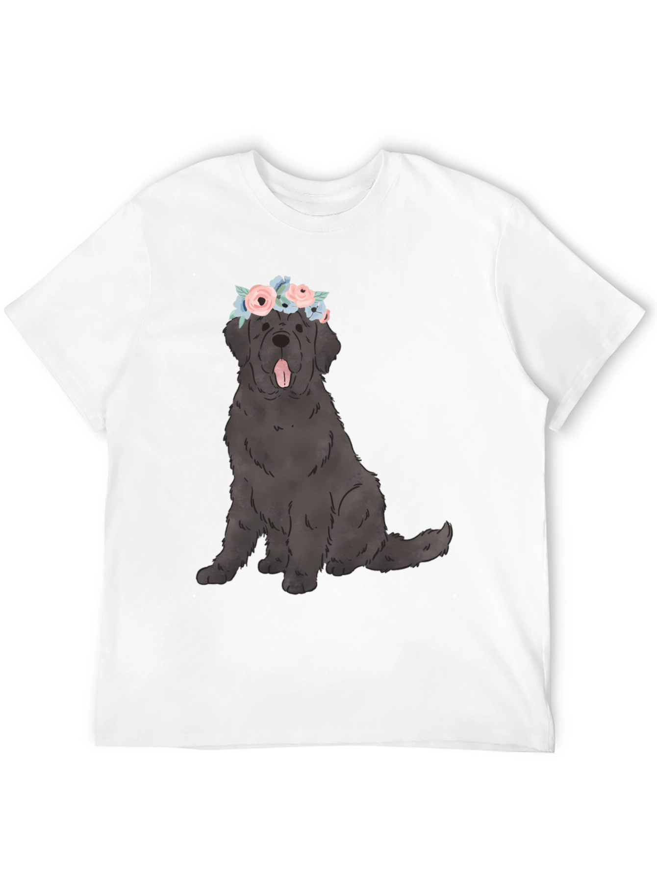 Black Dog with Flower Crown Graphic T-Shirt view 12