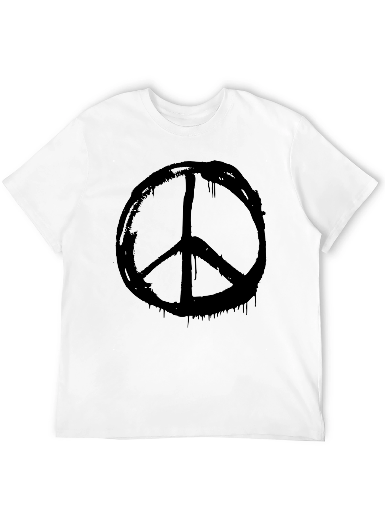 Black Peace Sign Graphic Tee - Black Cotton Casual Wear view 12