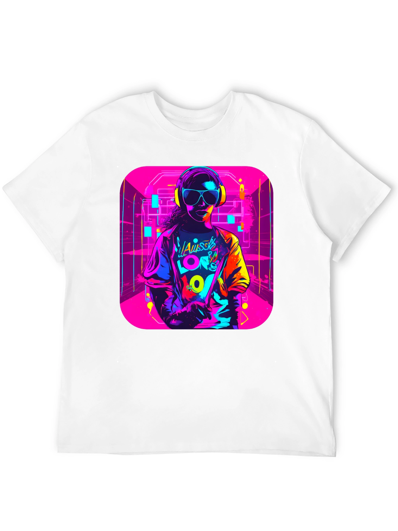 Black Neon 80s Retro T-Shirt - Unisex Black Tee view 12