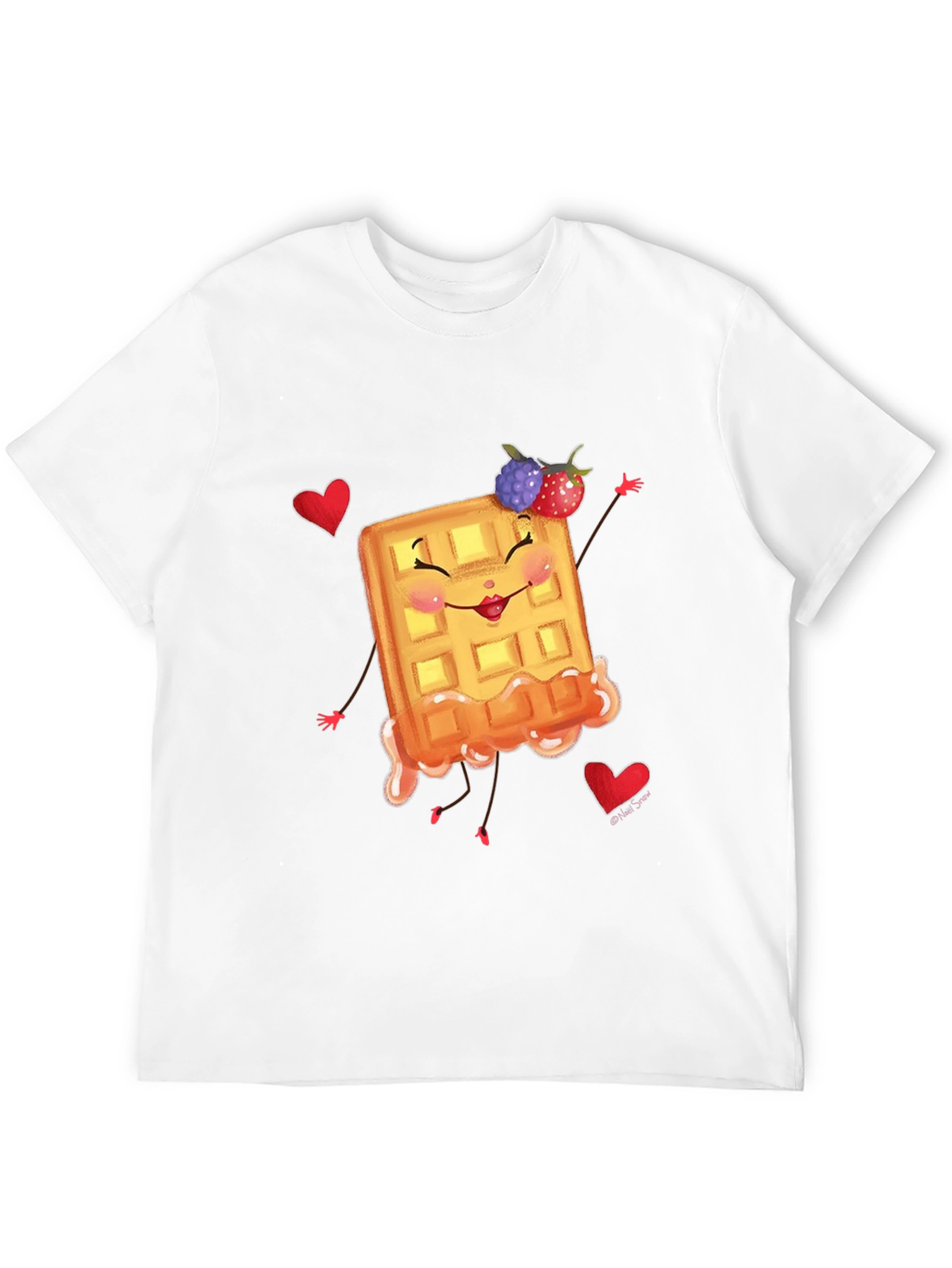 Black Cute Waffle T-Shirt - Sweet & Funny Design view 12