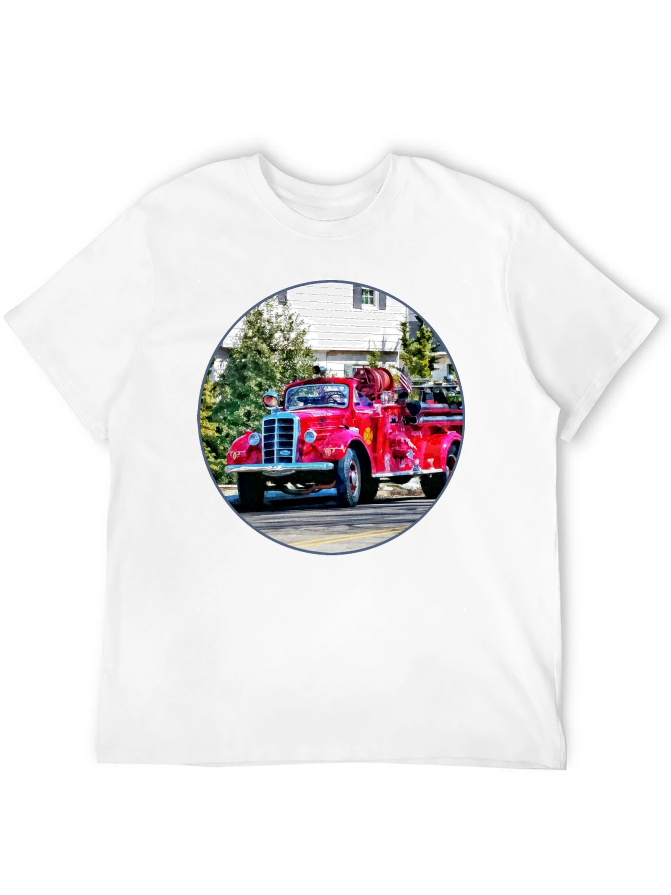 Black Vintage Fire Truck Graphic T-Shirt - Classic Design view 12