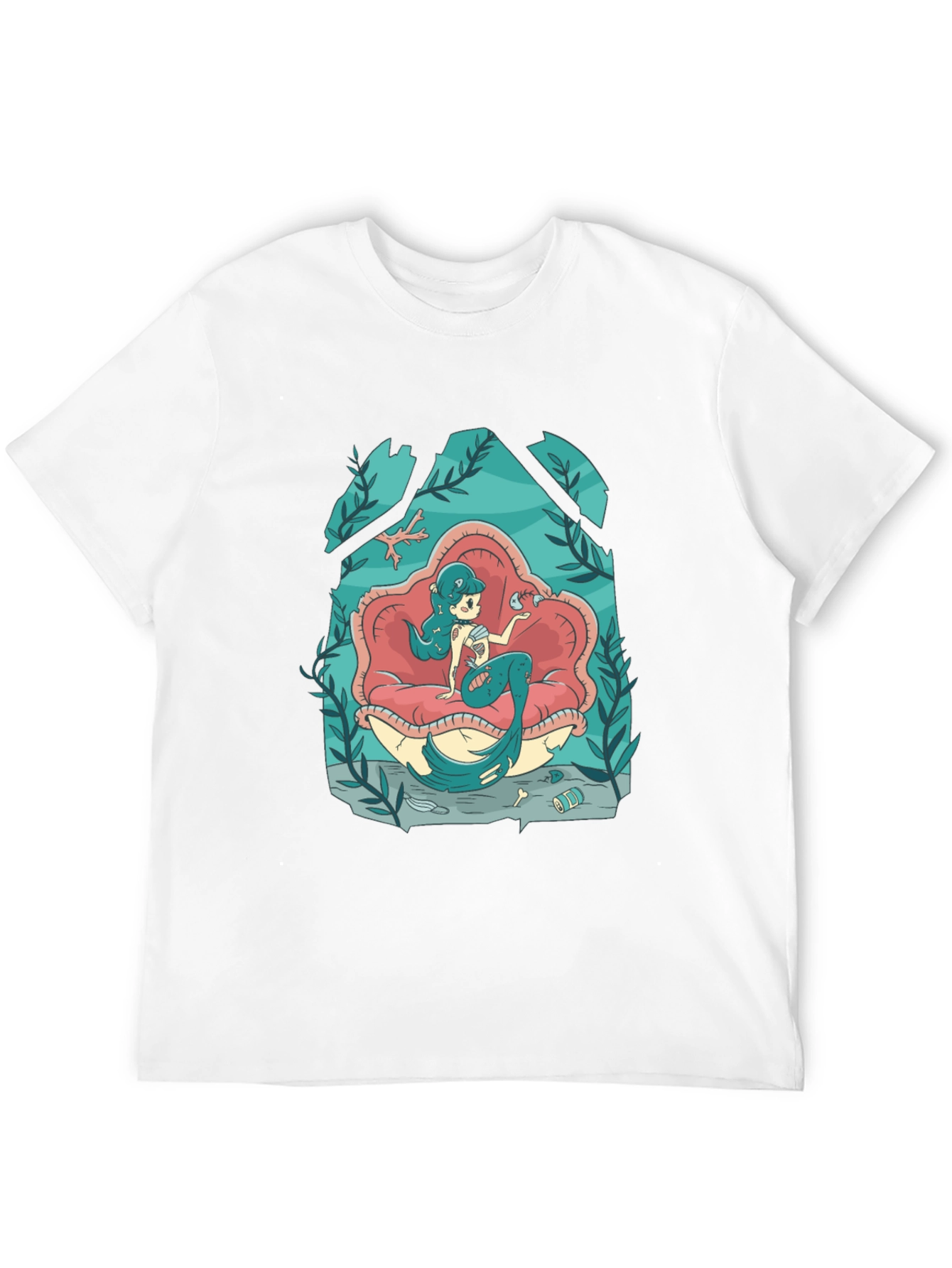 Black Mermaid T-Shirt - Undersea Cartoon Graphic Tee view 12