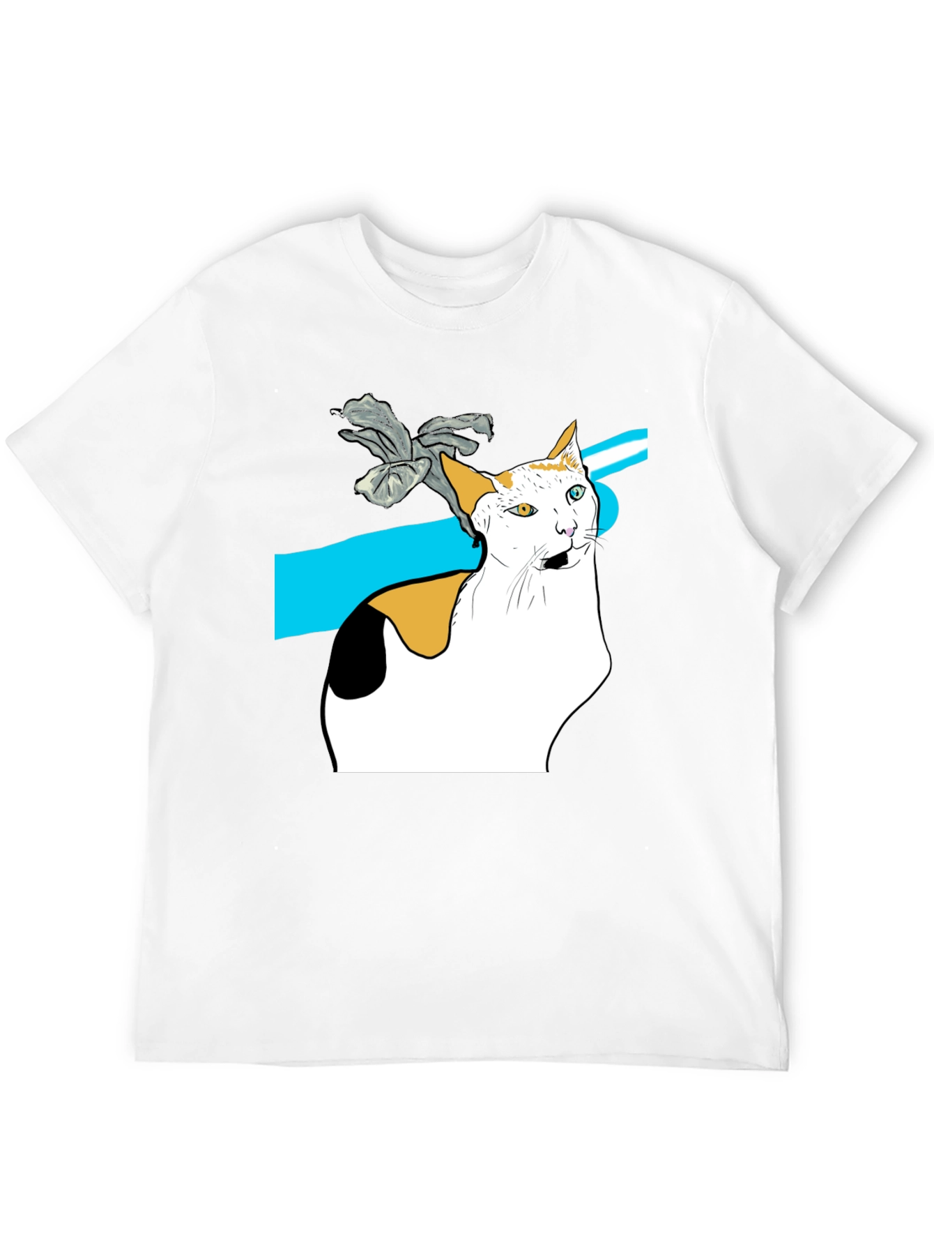 Black Cat Graphic Tee - Unique Heterochromia Cat Design view 12