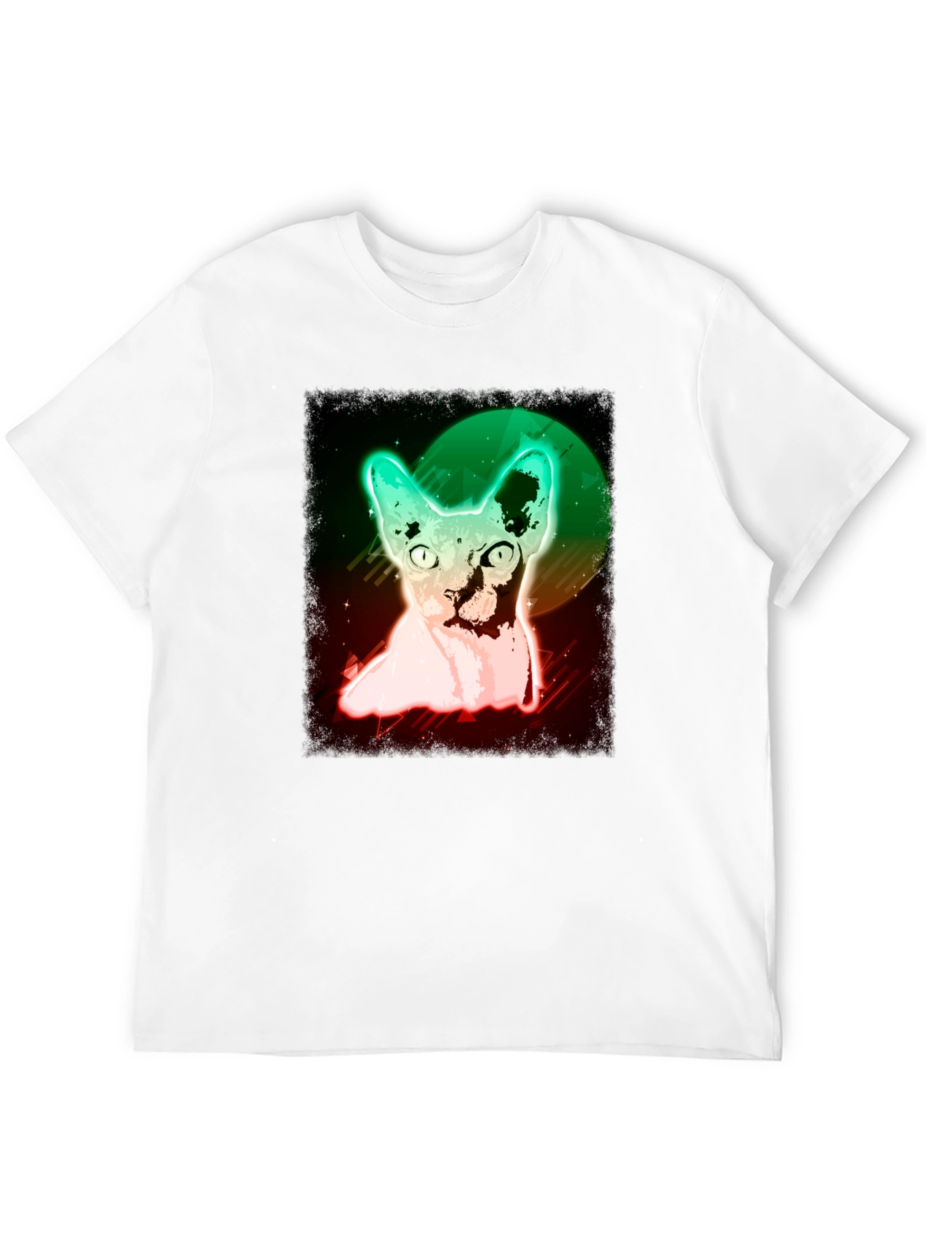 Black Neon Sphynx Cat T-Shirt - Unique Graphic Tee view 12