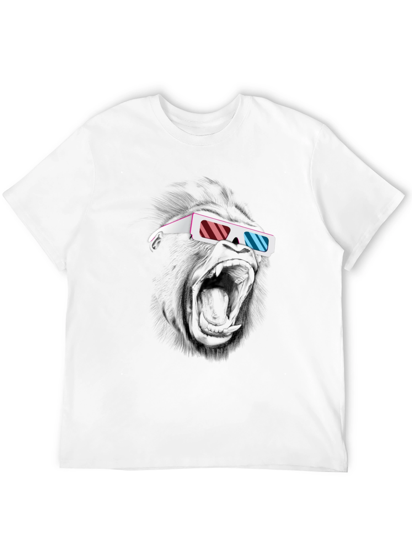 Black Cool Gorilla 3D Glasses Graphic T-Shirt view 12