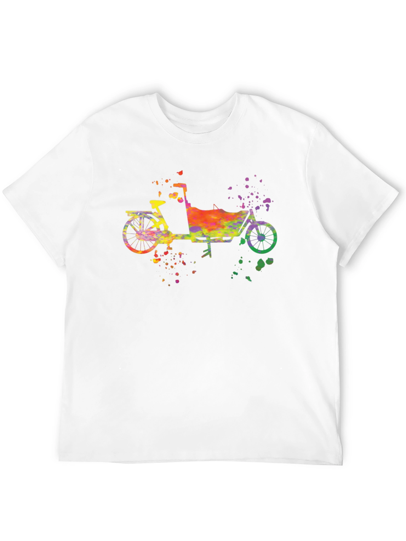 Black Watercolor Cargo Bike T-Shirt - Unique Graphic Tee view 12