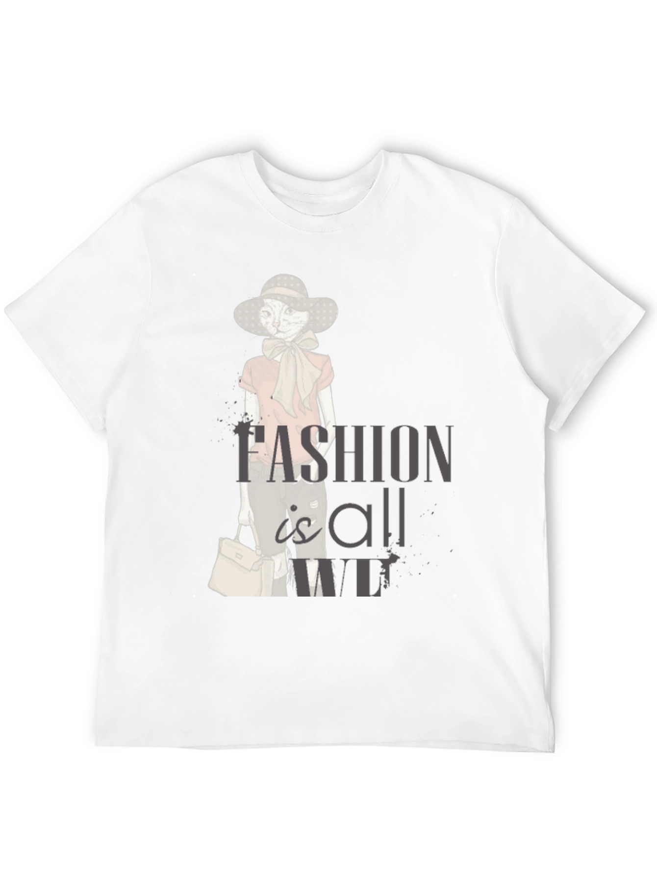 Black Stylish Cat Fashion T-Shirt - Unisex Cotton Tee view 12
