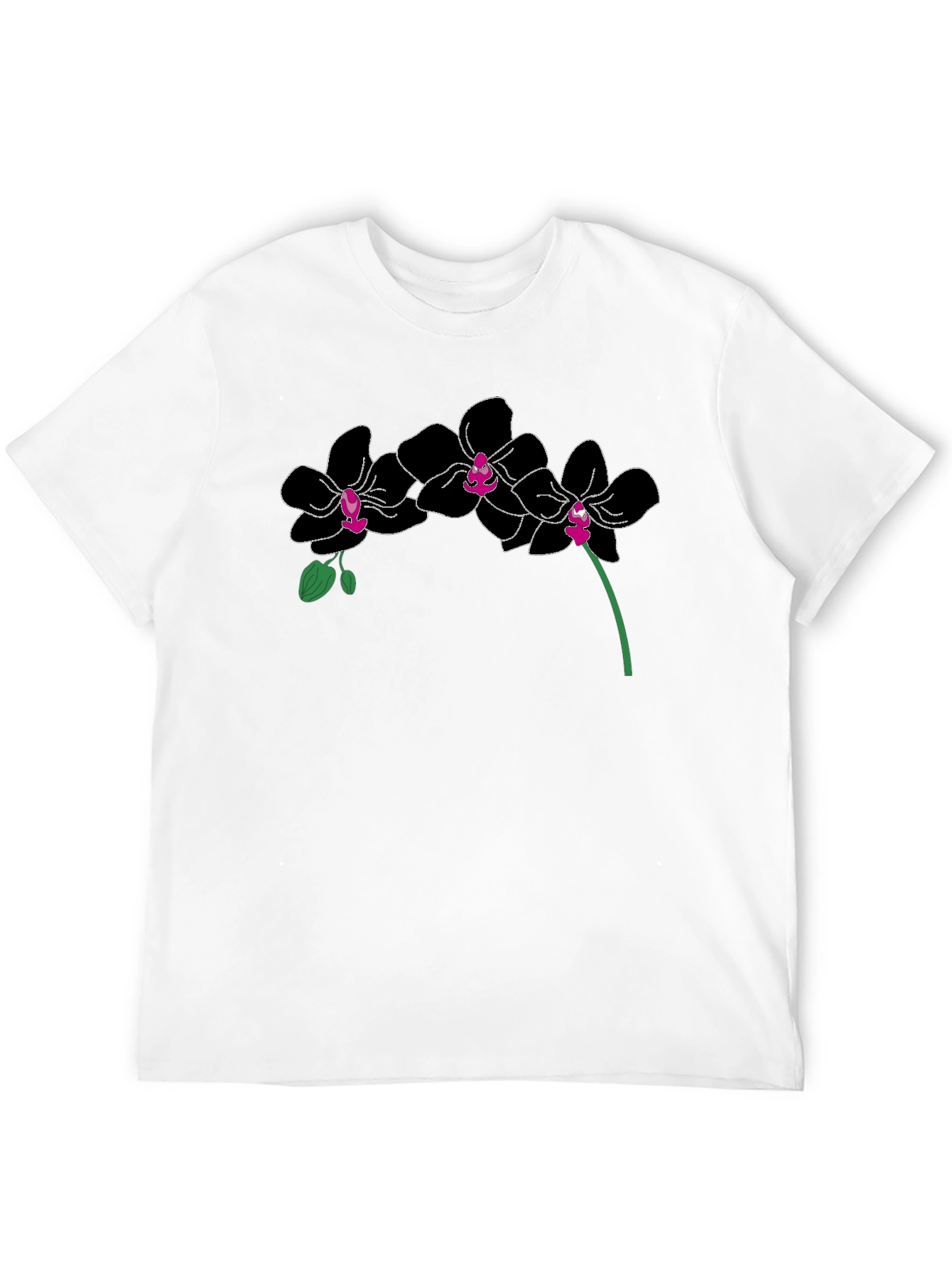 Black Black Orchid Graphic T-Shirt - Modern Floral Design view 12