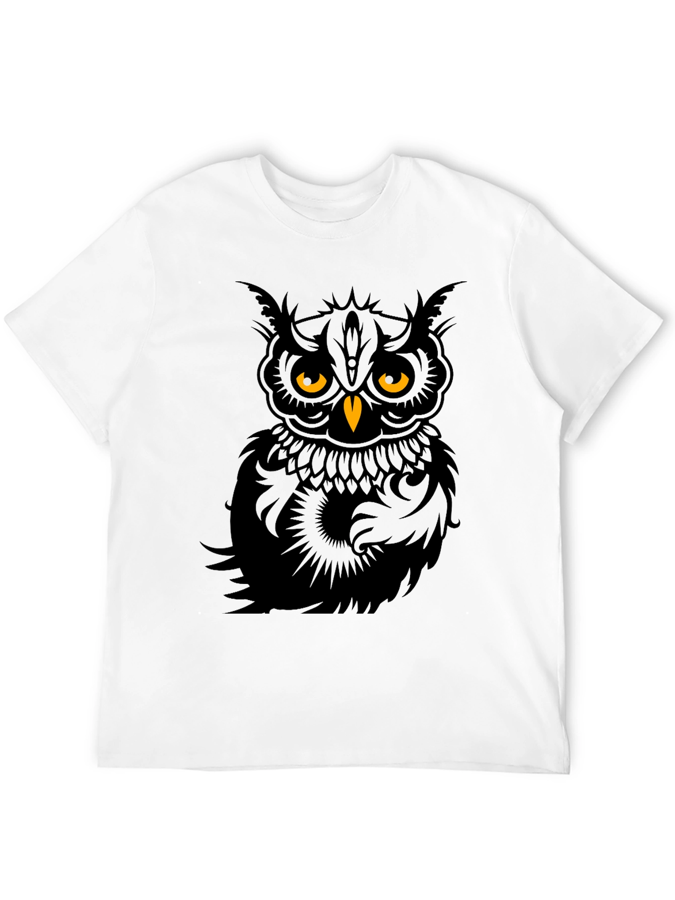 Men's Black Owl Graphic T-Shirt - 12