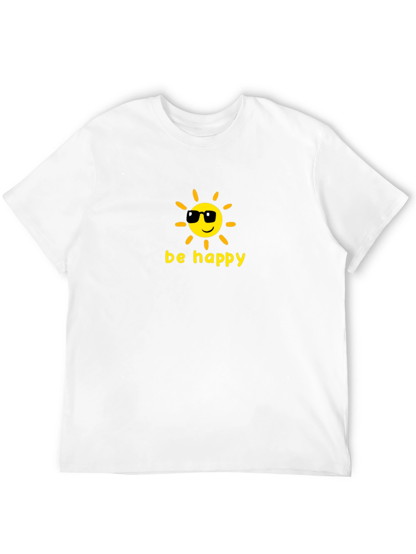 Black Be Happy Graphic Tee - Cool Sun Design view 12