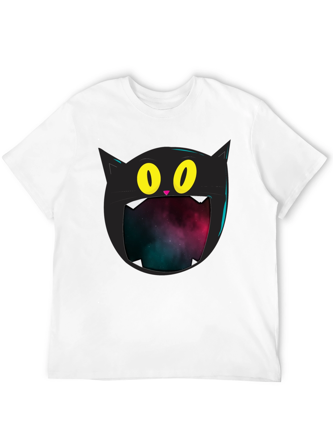 Black Cosmic Cat T-Shirt - Black Graphic Tee view 12