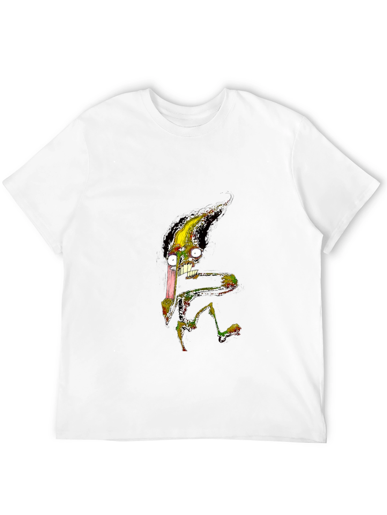 Black Men's Black T-Shirt with Cartoon Creature view 12