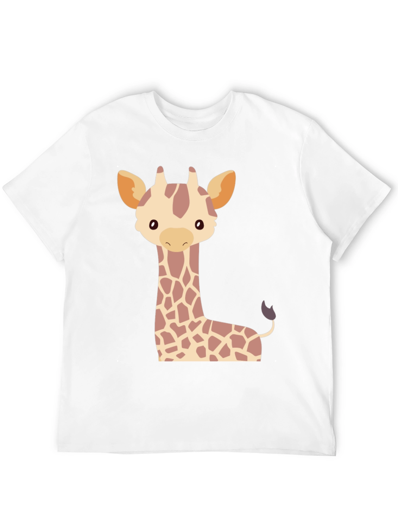 Black Cute Giraffe Graphic Tee - Black Cotton T-Shirt view 12