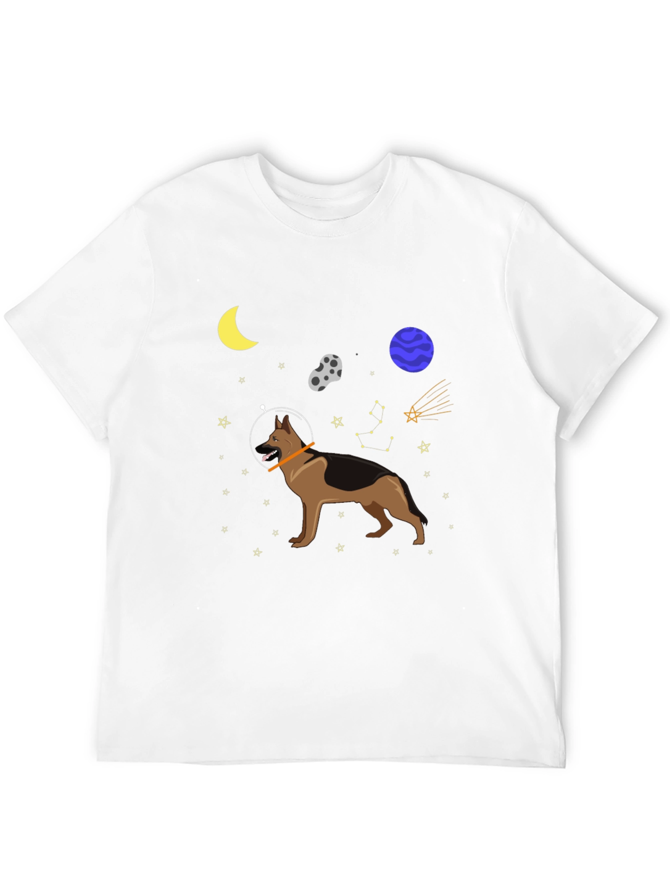 Black Space Dog Graphic Tee - Astronaut German Shepherd T-Shirt view 12