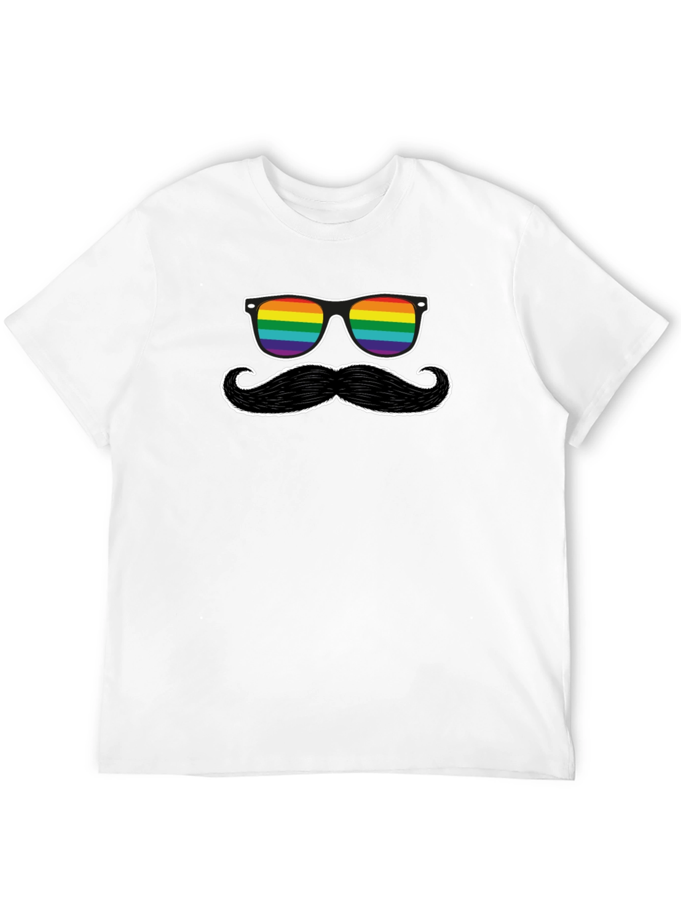Black Rainbow Sunglasses and Mustache Graphic Tee view 12