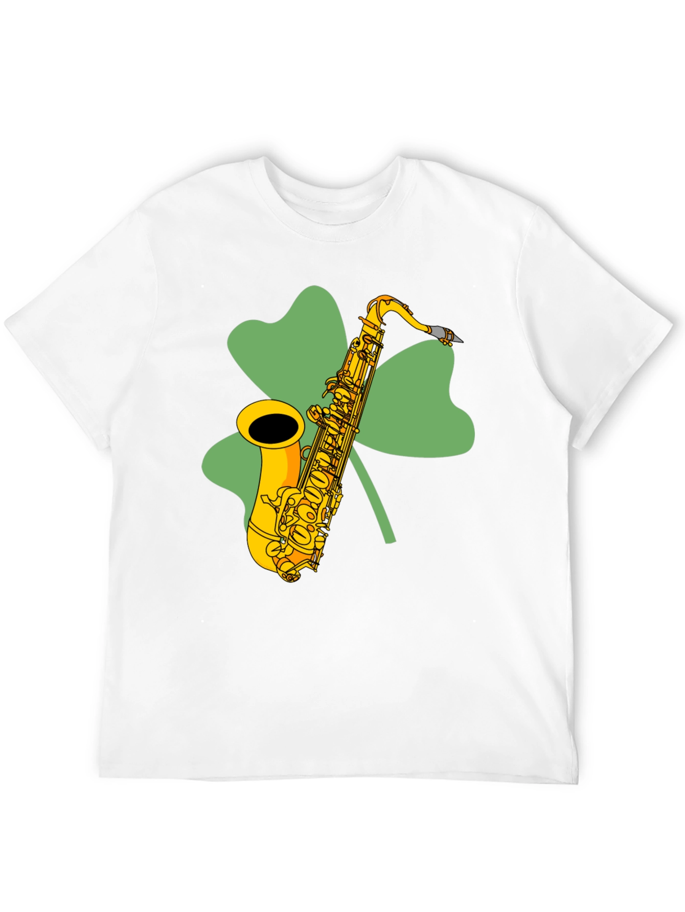 Black St. Patrick's Day Saxophone Shamrock T-Shirt view 12