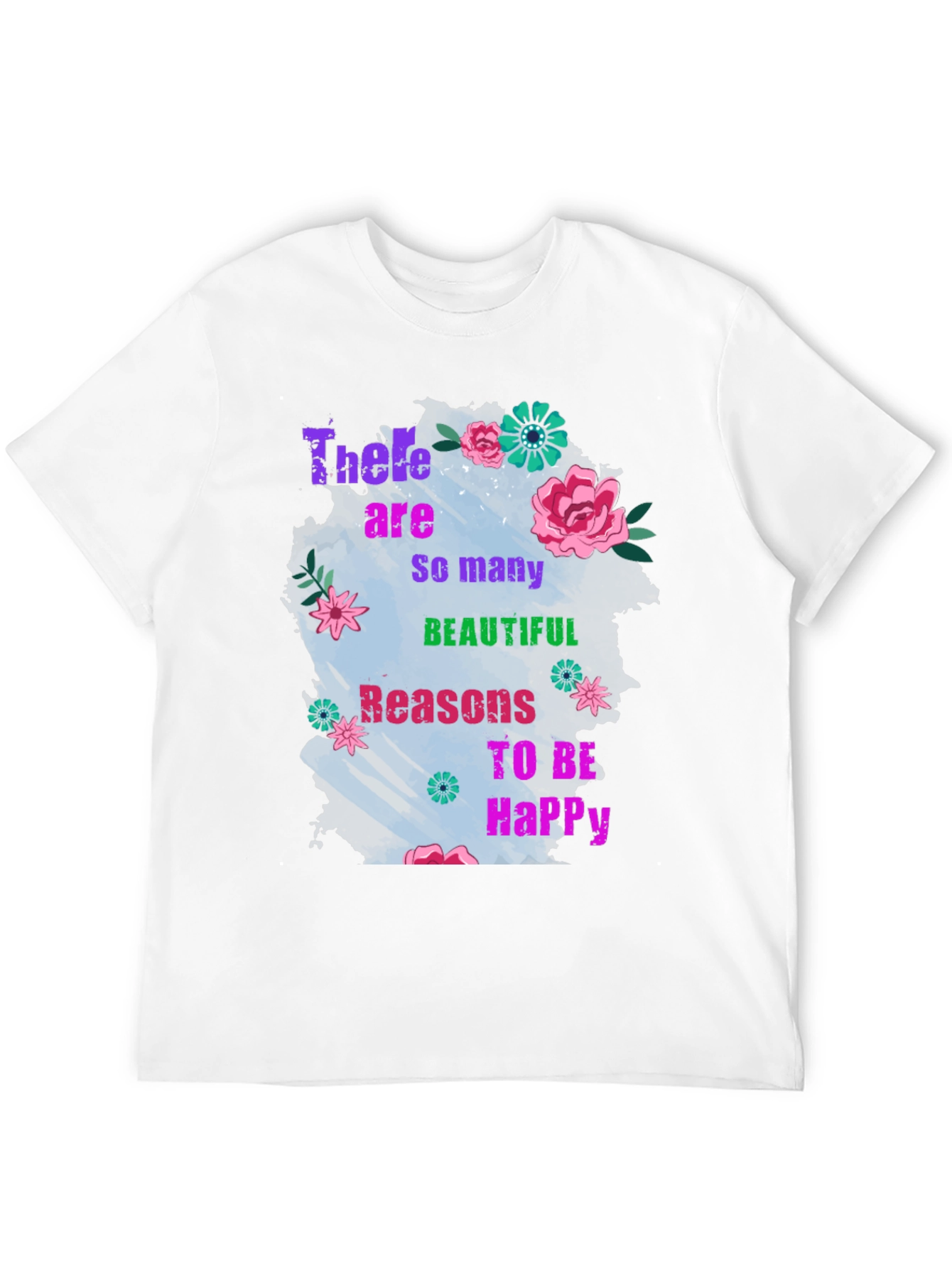 Black Floral Inspirational T-Shirt - Reasons to Be Happy view 12
