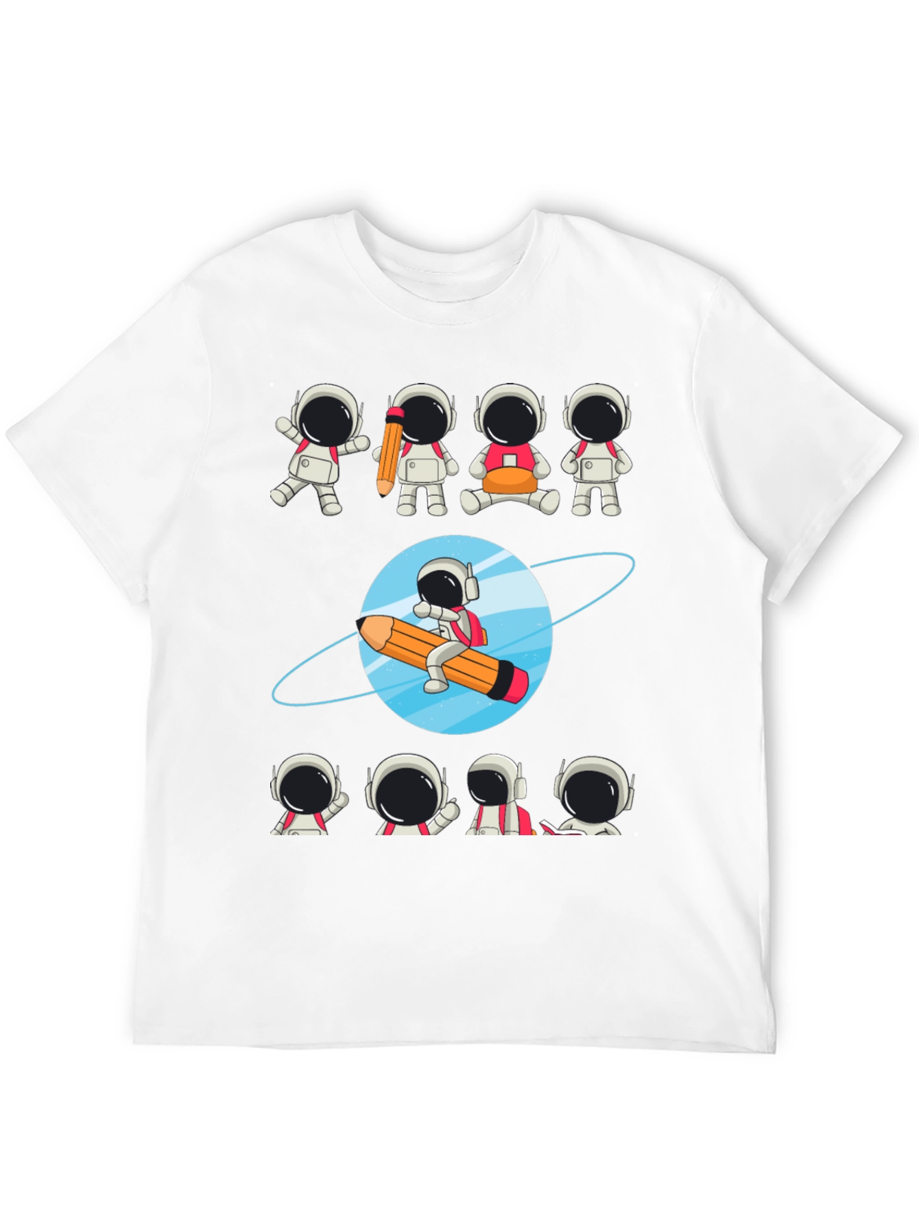 Black Astronaut Pencil Planet T-Shirt - Creative Space Design view 12