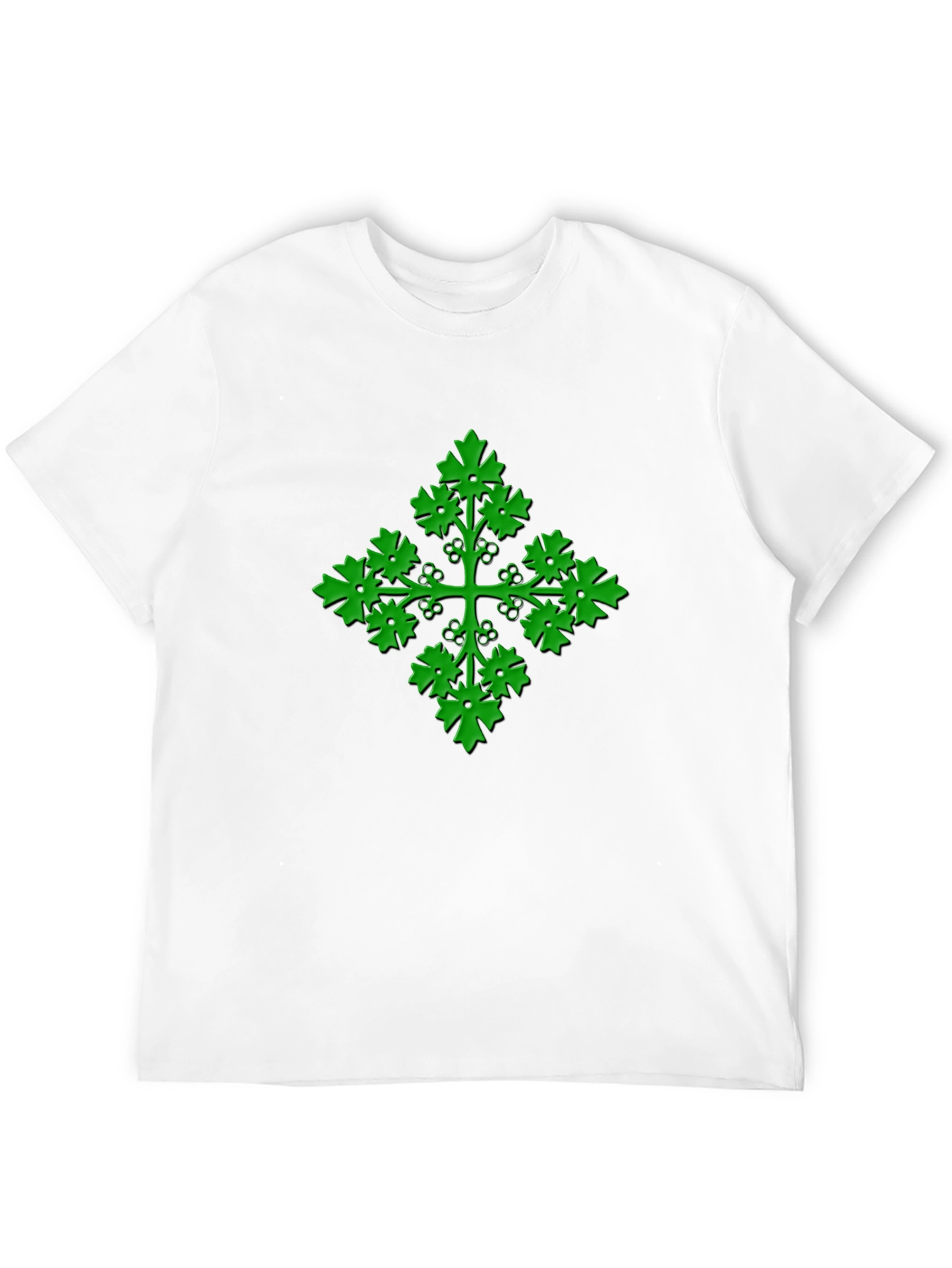 Black Green Leaf Cross Black T-Shirt view 12
