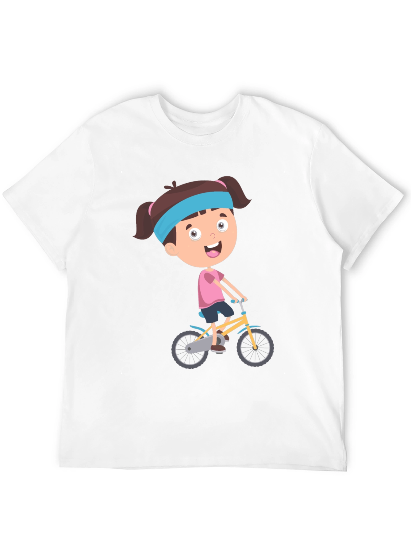 Black Cartoon Girl Biking Graphic Print Tee - Casual Comfort view 12
